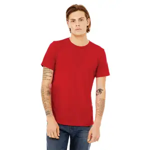 50% Poly 25% Airlume T-Shirt manches courtes en coton peigné avec anneau 25% rayonne 40 simple 3.8 oz rouge uni unisexe Triblend