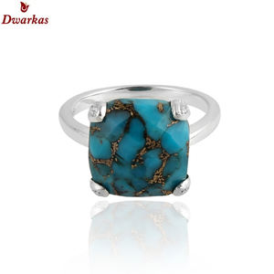 Anillo de piedras preciosas de nuevo diseño de moda personalizada anillo teñido de turquesa de plata esterlina 925 - Product Image 5