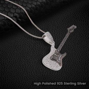 Collar con Colgante de Hip Hop con Diamantes de Imitación VVS de Edición Limitada, Diseño de Guitarra en Plata 925 Chapada en Oro para Hombre - Product Image 4