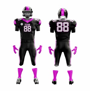 Conjunto de fútbol americano personalizado 2025, elegantes uniformes de manga corta con técnicas impresas bordadas y totalmente sublimadas - Product Image 5