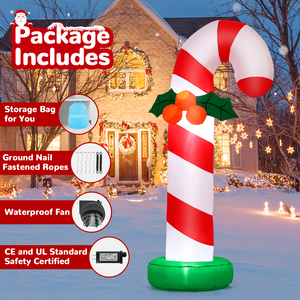 Décorations de canne à sucre géantes de Noël de 6 pieds, décorations de Noël gonflables de canne à sucre <span class=keywords><strong>avec</strong></span> LED - Product Image 5
