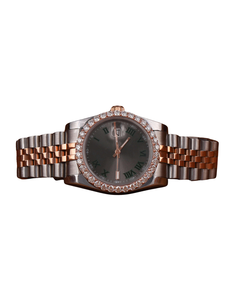 Montre de luxe sertie de diamants sur cadran noir pour homme, entièrement en or rose, style hip-hop, mouvement automatique, style rappeur, montre époustouflante - Product Image 1