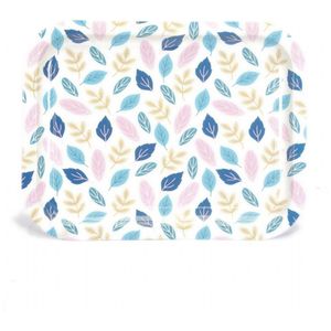 Bandeja Rectangular con patrón de hojas modernas, plato de servir de Metal de 233x307mm, acero inoxidable, cobre para servir alimentos, estilo árabe - Product Image 1