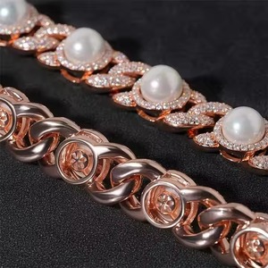 Bijoux Hip Hop entièrement en diamant chaîne à maillons cubains bijoux en diamant de laboratoire avec chaîne en or rose 14K pour hommes - Product Image 4