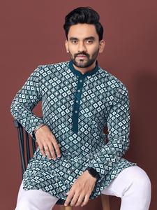 Moderne Feestelijke Heren Zijden Katoenen <span class=keywords><strong>Kurta</strong></span> <span class=keywords><strong>Pyjama</strong></span> Mode-Stijl Voor Bruiloften En Traditionele Gelegenheden Elegant Voor Feesten