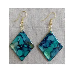 Boucles d'oreilles pendantes en résine faites à la main Bijoux de mode avec des oreilles élégantes pour l'artisanat - Product Image 6