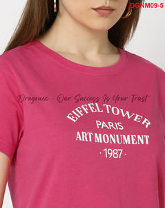 Camiseta de algodón para mujer en Color de la cadera Cuello redondo simple Impreso con fuente ordenada Diseño suave y elegante Camiseta con personalidad 2025 - Product Image 5