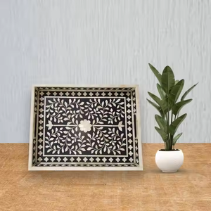 Plateau de service en incrustation d'os pur de qualité supérieure Table à manger plateau de service décoratif pour hôtel et restaurant à la maison par artisanat en croissant - Product Image 2