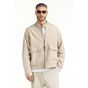 เสื้อแจ็คเก็ตผ้าแคนวาสและโพลีเอสเตอร์ทรงปกติ สไตล์ชุดทำงานฤดูใบไม้ร่วง คอตั้ง ผ่านการตกแต่งและย้อมสี-MN-JKT-WS25-052 - Product Image 4