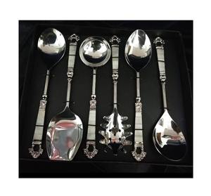 Cuillère à salade en acier inoxydable, ensemble de 6 pièces, poignée de luxe personnalisée, artisanat utilisé pour les cadeaux - Product Image 1