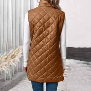 Women Sleeveless Zip Up <b>Vest</b> Mandarin Collar Puffer Jacket - Product Image 3