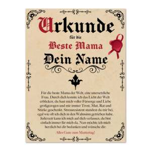 Antique Vintage Mother's Day Certificate Personalized 30x40 cm Parchment Style Plaque with Desired <b>Name</b> - Product Image 5