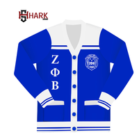 Kardigan Kasual Wanita Bordir Chenille Zeta Phi Beta untuk Sororitas, Aplikasi Patch, Kancing Musim Dingin, Kerah V, Motif Bunga