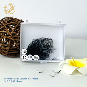 Promade Factory Direct Alta calidad 16D C0.03 15mm Mega volumen Ventiladores prefabricados Pestañas 0,15mm Espesor CC Curl Venta al por mayor Vietnam - Product Image 1