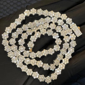 Brazalete de Tenis con Eslabones de Flores con Incrustaciones de Diamantes de Imitación VVS, Plata de Ley 925, Joyería de Diseño - Product Image 2