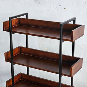 4-tier Wood & Iron Frame Decorative Shelf 80x32x128cm KS68070 Living Room Use Standalone - Product Image 5