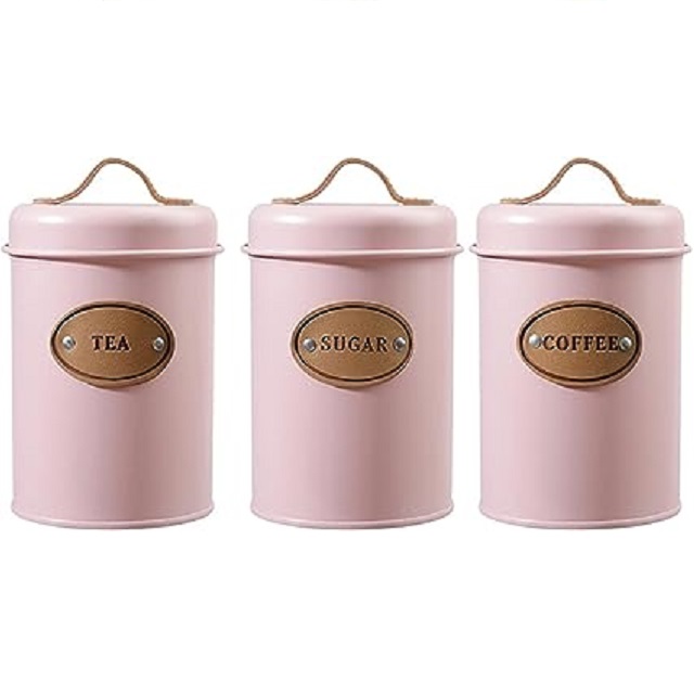 Vintage Tea Coffee Sugar Canisters Stylish Kitchen Storage