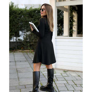 Vestido Mini Acrílico Holgado de Manga Larga y Cuello Alto para Mujer de Jane's, para Uso Diario Informal, Cómodo y Elegante - Product Image 3