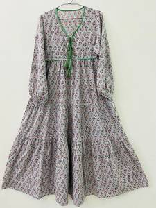 Designer britannique impression florale Maxi robe pour femmes col en v décontracté printemps vêtements bouton décoration nouveauté naturel - Product Image 6