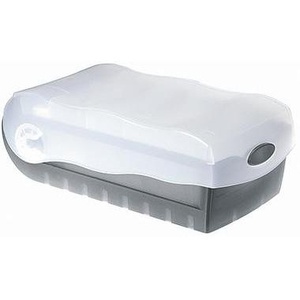 Polypropylene Card Box for DIN A8 Cards 500 Cards 9.7 X 6.7 X 19.1 cm <b>Grey</b> Translucent 5 Support Plates HAN CROCO - Product Image 1