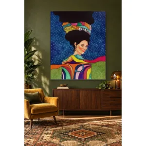 Fida, femme au turban coloré sur toile imprimée Nuit étoilée - Product Image 2