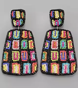 Boucles d'oreilles en perles de rocaille haute couture bijoux artificiels multicolores avec perle et diamant pour cadeau de fête de mariage pour les femmes - Product Image 2