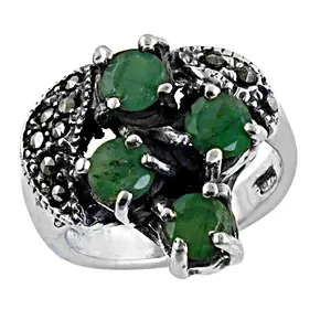 Anillo de Plata 925 con Esmeralda de Estilo Romántico para Mujer, Chapado en Rodio, Patrón de Cruz, Joyería Fina con Piedras Preciosas, Zirconia Principal para Boda - Product Image 3