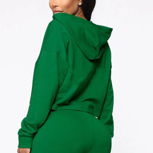 2025 haute qualité nouvelle mode automne femmes décontracté couleur unie haut court sweats à capuche haut court à capuche confortable femmes sweats à capuche - Product Image 6