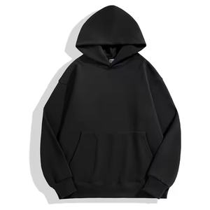 Pull-over à capuche en coton pur épais pour hommes, avec logo personnalisé, surdimensionné, motif 3D, fermeture éclair complète, style sport printemps-hiver, teint uni - Product Image 1