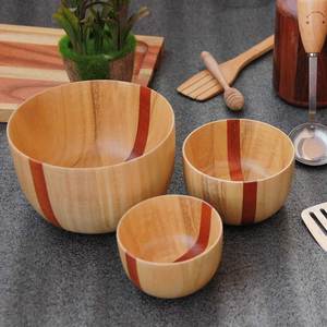 Cuenco de madera de acacia natural hecho a mano para decoración del hogar y plato para servir disponible en cantidad a granel - Product Image 3