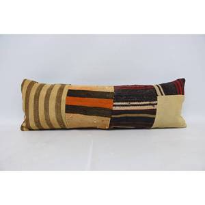 Tapis Vintage en Laine Kilim 12x36 Pouces Tissé Motif Beige - Product Image 1