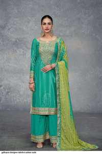 Fantaisie Tendance Robe Incroyable Couleur Réel Chinon Impression Numérique Salwar Suit & Dupatta Avec Broderie Miroir Travail Exportateur Indien - Product Image 4