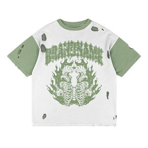 T-shirts vintage surdimensionnés pour hommes en coton 100% 220g, personnalisés, délavés à l'acide, effet usé, écologiques, anti-UV, avec motif - Product Image 5