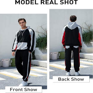 Chándales Venta al por mayor Chándales Color Cuello rojo Media cremallera Conjunto de ropa de entrenamiento y jogging para chándal transpirable unisex - Product Image 6