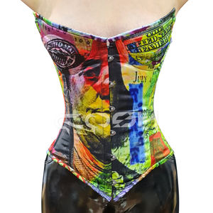 Corsé de Moda con Estampado de Dinero al por Mayor, Top Corsé sin Tirantes para Mujer, Bustier de Satén con Varillas de Acero - Product Image 1