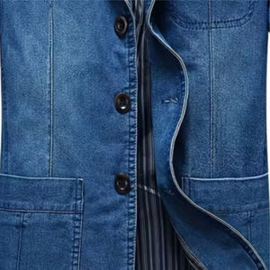 Chaqueta de mezclilla azul para hombre Invierno de alta calidad 100% algodónRopa de hombre Chaquetas Chaqueta de jeans vintage lavada con diseño personalizado - Product Image 4
