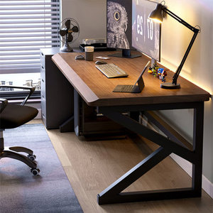 Computer <b>Desk</b> <b>DESK</b>-0111 Black Rectangular <b>Solid</b> <b>Wood</b> Writing Workstation - Product Image 2