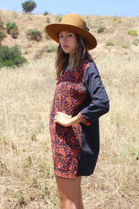 Tunique écologique en coton 100% avec broderie florale classique du haut au bas, style indien vintage, silhouette trapèze, manches 3/4 - Product Image 3