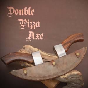 High Quality 18\" Handmade Carbon Steel Double Pizza <b>Axe</b> Cutter Industrial Grade with Wood <b>Handle</b> Factory Made OEM Low Price - Product Image 5