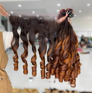 Extensions de cheveux humains vietnamiens de couleur personnalisée rebondissante de qualité supérieure paquets de cheveux bruts et frontal pour faire des perruques - Product Image 2