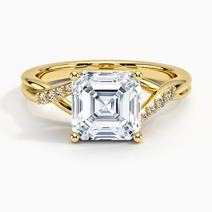 Ascher Cut 1-3 CT Solitaire Diseño de tres piedras Regalo de Navidad para mujeres Chemise Anillo de compromiso de diamantes de oro blanco de 18 quilates - Product Image 1