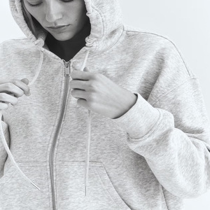 Sudadera con capucha sólida informal para mujer, jersey de gran tamaño de algodón transpirable personalizado, sudadera de moda, sudaderas con capucha en blanco de lana, OEM liso - Product Image 4