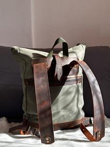 Leather Canvas Luxury <b>Backpack</b> Durable Eco-Friendly Lightweight Outdoor Travel Hiking School <b>Laptop</b> Rucksack LCBP-0142 - Product Image 2