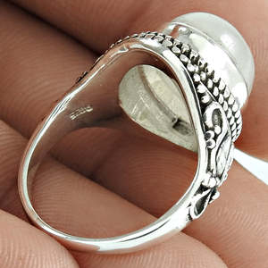 Anillo Clásico Hecho a Mano para Hombre y Mujer, Estilo Boho, Plata de Ley 925 con Incrustaciones de Piedra Lunar Arcoíris - Product Image 4