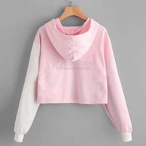 Diseño personalizado uso al aire libre transpirable mujeres Crop Top sudaderas con capucha último color cómodo mujeres Crop Top sudaderas con capucha - Product Image 3