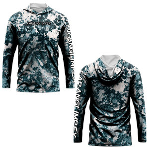 Hood Fishing Shirts Summer Hoodie UPF50 + Manga larga Hombres Performance Fish Wear Outdoor Anti-uv Angler Jersey que absorbe la humedad - Product Image 6