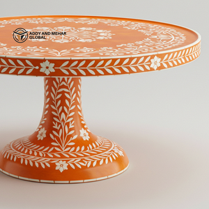 Support à gâteau rond en os incrusté fait à la main pour anniversaire/anniversaire de mariage, élégante assiette de service pour desserts et réceptions - Product Image 2