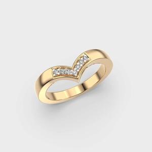 Bague en diamant créé en laboratoire en or 14 carats Bague en diamant empilable incurvée en or jaune avec diamant blanc cultivé en laboratoire - Product Image 4