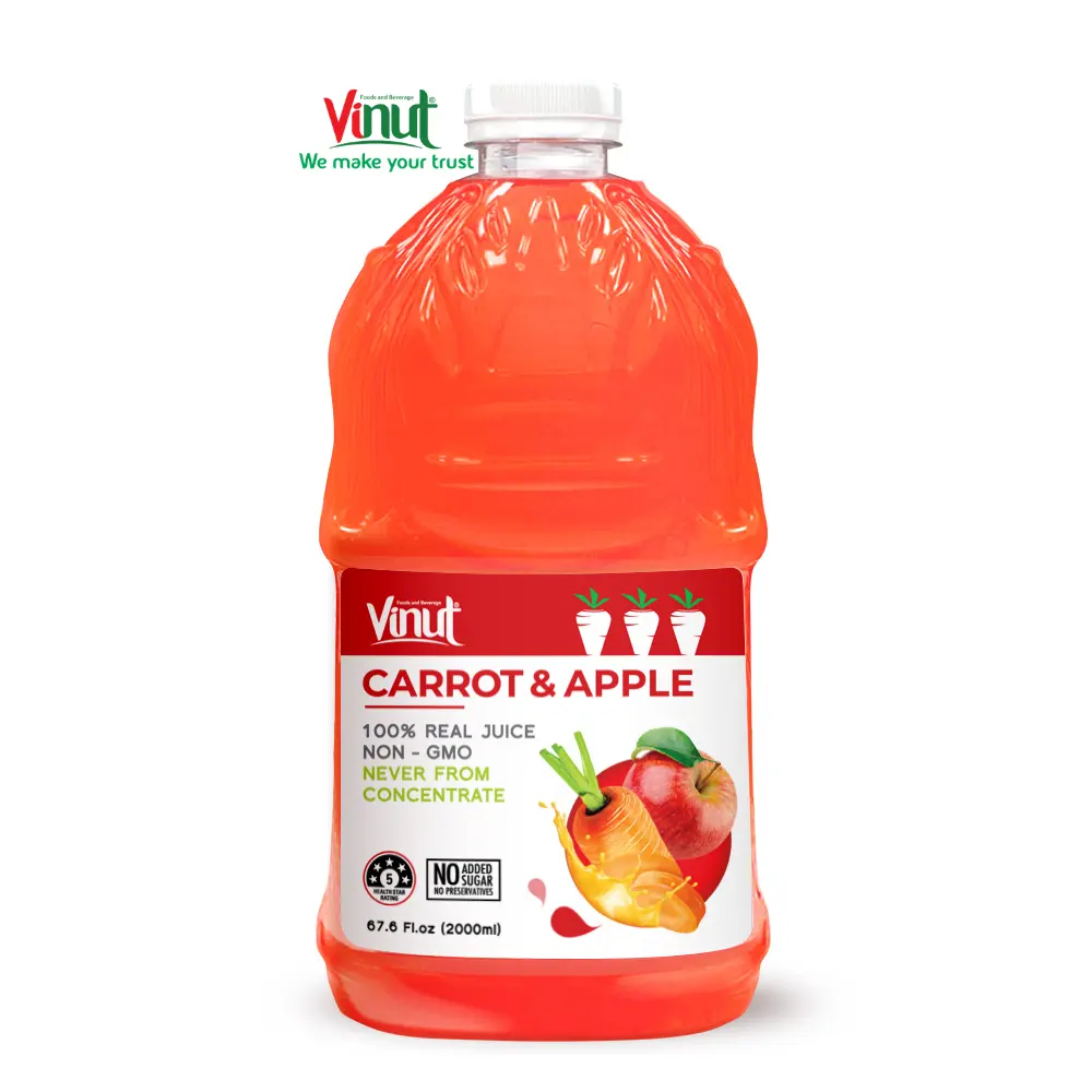 2L VINUT 100% succo di carota e mela succo di bottiglia di alta qualità 67.6 FlOz senza zuccheri aggiunti senza conservanti