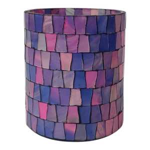 Tamaño personalizado OEM ODM soporte votivo frascos de vidrio linternas recipientes cilíndricos mosaico soplado a mano rosa azul vidrio multiusos - Product Image 5